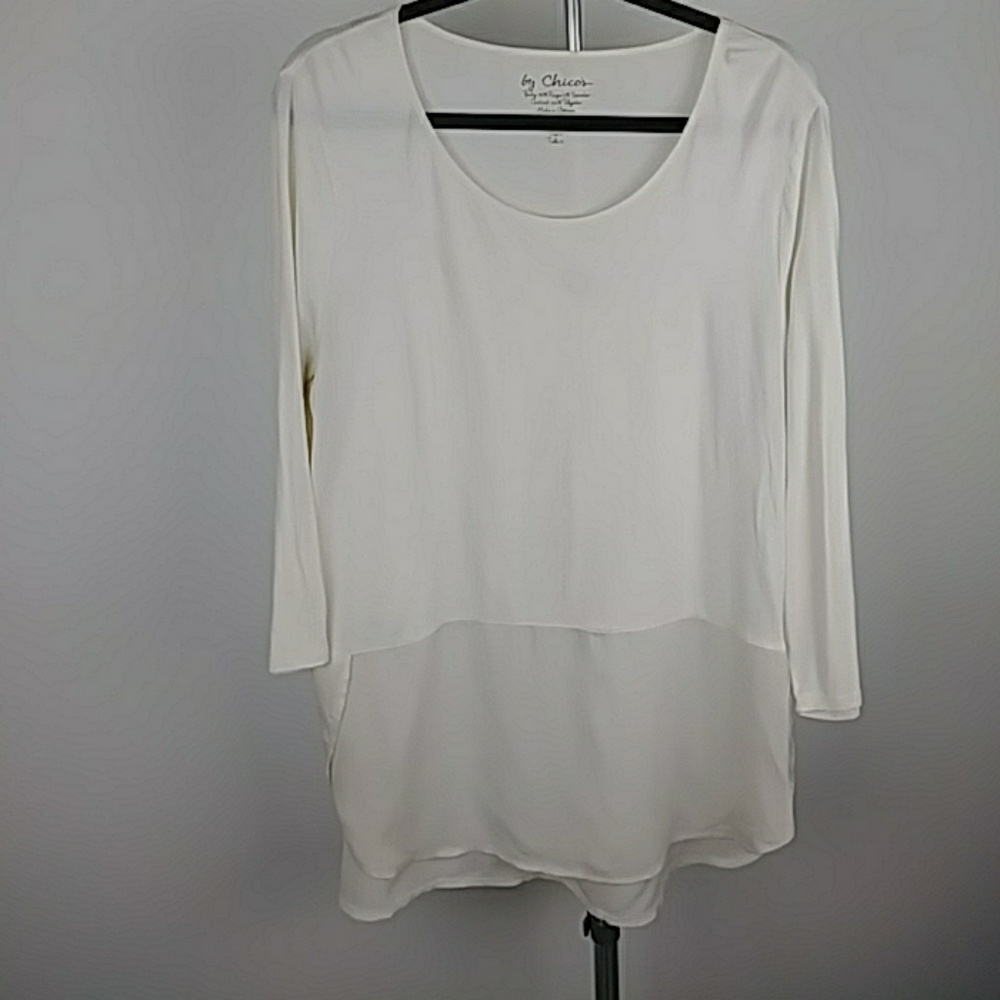 Chico's Cream Shirt with sheer detail Size 2